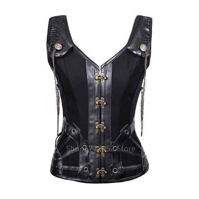 Schwarz Korsett<br> Wikinger Kostüm Damen